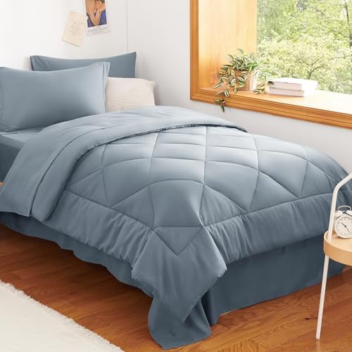 CozyLux Twin Comforter Set 68"x88" Dusty Blue by CozyLux