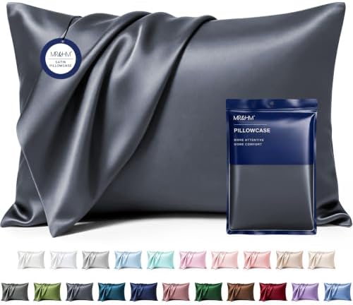 MR&HM Satin Pillowcase 2 Pack, Queen Size 20"x30", Space Grey by MRHM