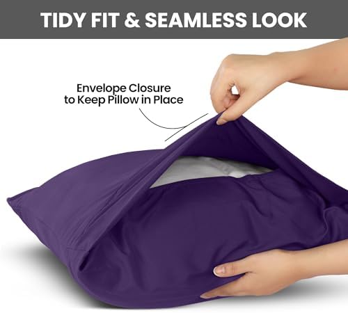 Pillow Cases Queen Set of 2, Ultra Soft Comfy Pillow Covers, Egg Plant - Image 3