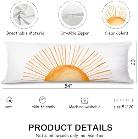 Boho Sun Sunshine 20x54 inches Body Pillow Decorations Cover Case, Modern Boho - Image 2