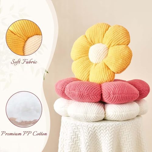 Kcvvcr Flower Throw Pillow, Soft White Green 17.7" Shaped Floor Pillow - Image 4
