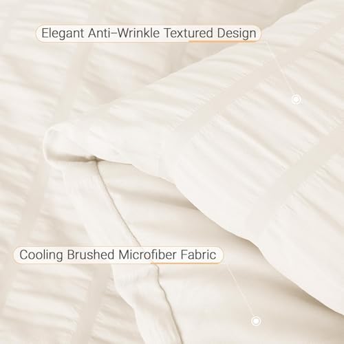 MUXHOMO 7 Pieces California King Comforter Set, Seersucker Bed in a Bag Cal - Image 6