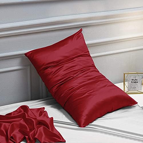 NTBAY Queen Satin Pillowcases, Wine Red - Image 5