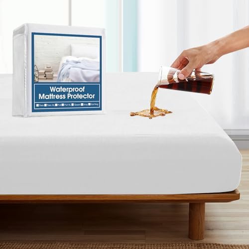 King Size Mattress Protector Waterproof Pad Cover, King Bed Fitted Sheet by SpringspiritBedding