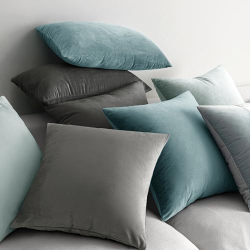 MIULEE Velvet Throw Pillow Covers 22x22 Inch Pack of 2 Grey - Image 4