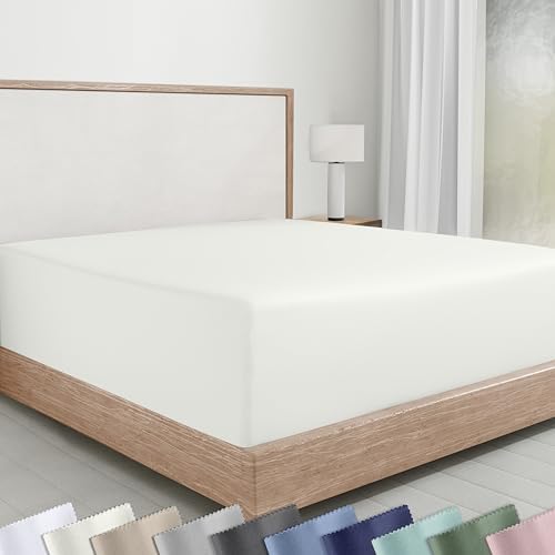 Soft Natural 100% Cotton Sateen Extra Long Twin Fitted Sheets by CaliforniaDesignDen