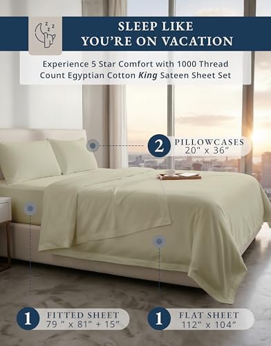 LANE LINEN Extra Deep Pocket King Sheet Set 100% Egyptian Cotton - Image 2