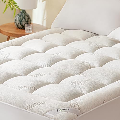 Love's cabin King Mattress Topper Viscose Derived from Bamboo, Thick Pillow Top by Lovescabin