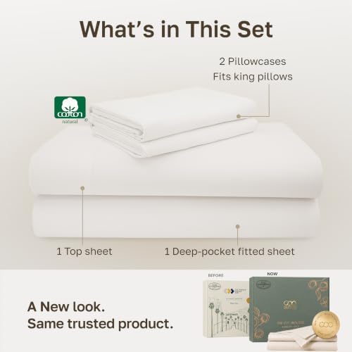 California Design Den Luxury 600 Thread Count Cal King Sheets, True Ivory - Image 3