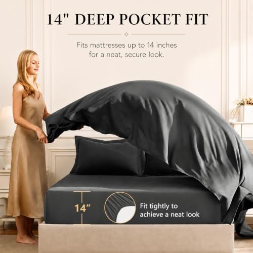 CozyLux Super King Comforter Set 120"x120", 7 Piece, Dark Grey - Image 5