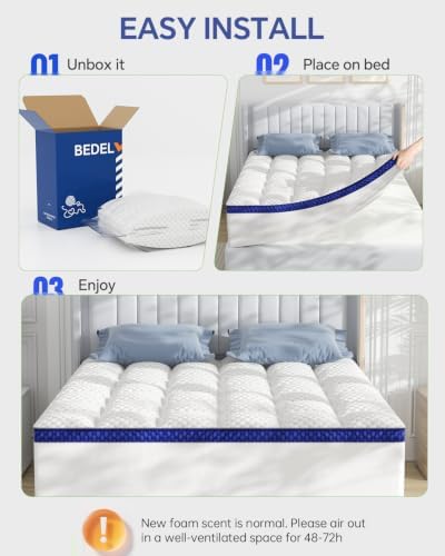 BEDELITE King Mattress Topper, Pillow Top Mattress Pad Bed Cover 2 Inch - Image 7