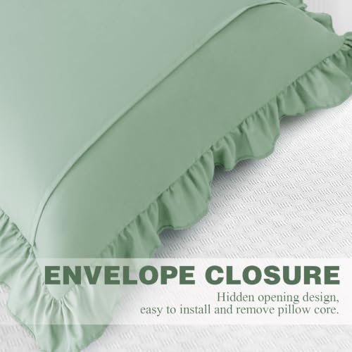 KKJIAF 2 Pack Ruffle Pillow Cases 24x24 Inches, Sage Green - Image 6
