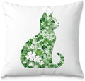 St Patrick's Day Cat Pillow Covers, Four Leaf Clover, Lucky Shamrock, St by Fuasei
