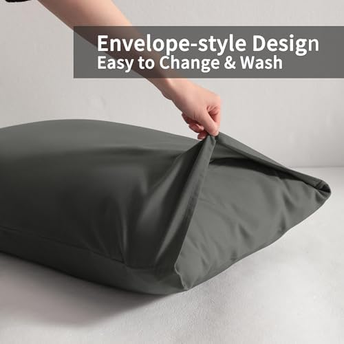 Body Pillow Cases, 2 Pack, 20x54 in, Microfiber, Dark Grey - Image 3