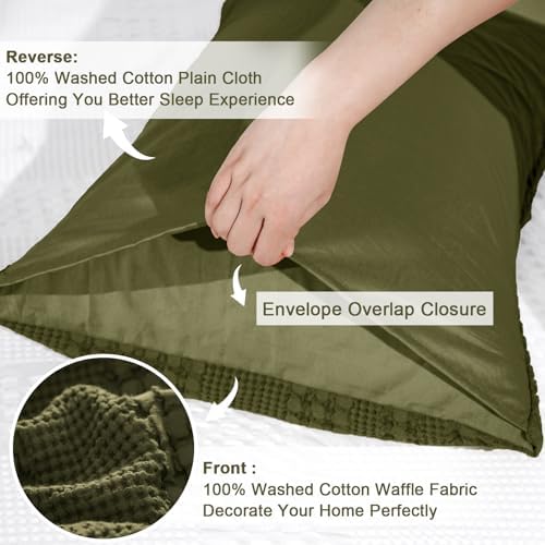 PHF 100% Cotton Waffle Pillow Shams Standard Size, 2 Pack 20" x 26" Soft - Image 4
