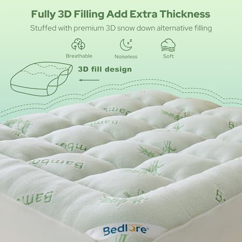 BEDLORE Twin Mattress Topper Viscose Bamboo, Thick Pillow Top Mattress Pad - Image 5