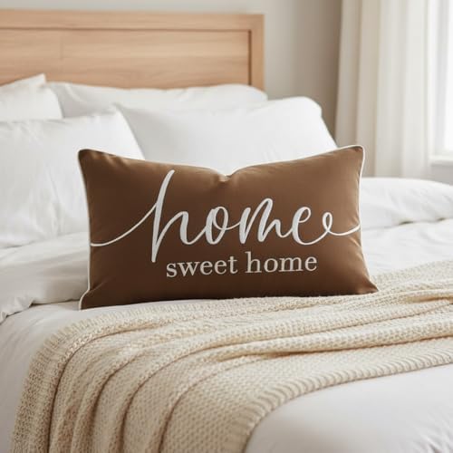Sunkifover Home Sweet Home Quotes Throw Pillow Covers 12" x 20" Brown - Image 7