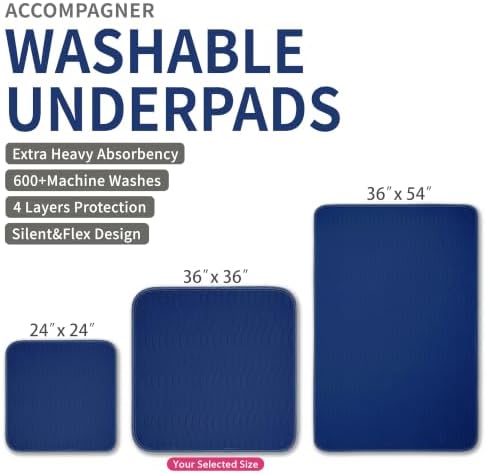 Accompagner Incontinence Bed Pads Washable Waterproof, Ultra-Absorbent Reusable - Image 4