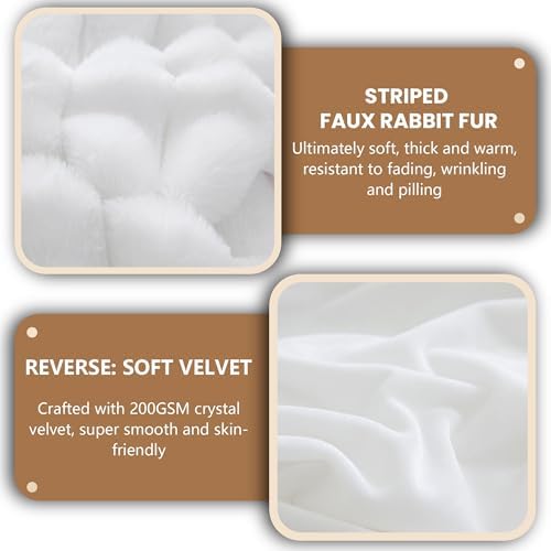 MEGO 20x54 Body Pillow Cover, Soft Wide Ribbed Faux Rabbit Fur - Image 5