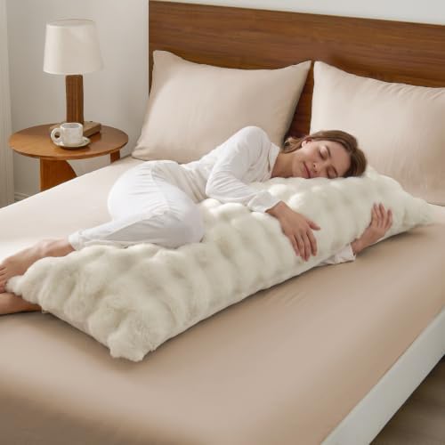 BEDELITE Faux Rabbit Fur Zippered Body Pillow Cover, 20x54 Long Pillow Case - Image 4