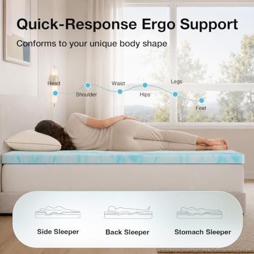 Novilla Queen Mattress Topper, 3 Inch Cooling Gel Infused Memory Foam Topper - Image 2