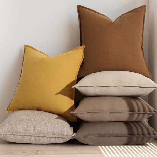 decorUhome Fall Brick Linen Throw Pillow Covers 26x26 Set of 2 - Image 5