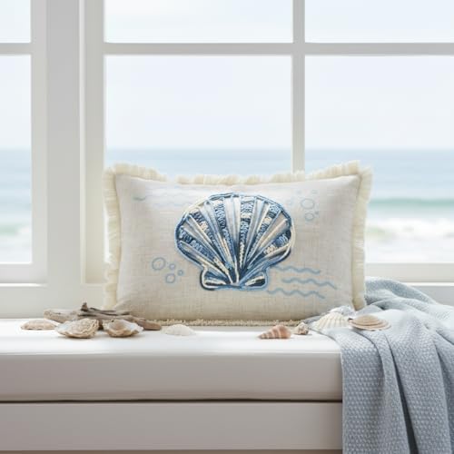Comfy Hour 18 Inch Shell Pillow, Coastal Lumbar Cushion - Image 5
