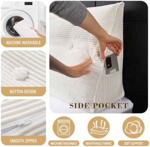 Wedge Headboard Pillow for Bed, Full Dorm Headboard Pillow Support for Sitting - Image 5