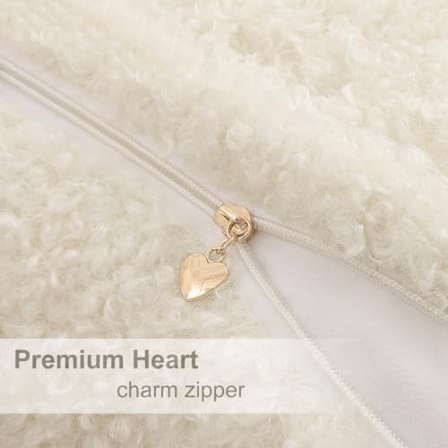 decorUhome Sherpa Throw Pillow Covers 12x20 Set of 2 Neutral Cream - Image 6