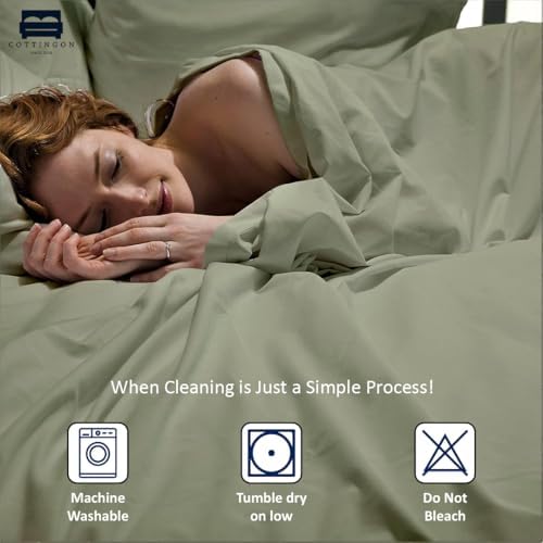 Cottingon 5 PC Split King Sheets Fits 16" Deep, Egyptian Cotton - Image 5