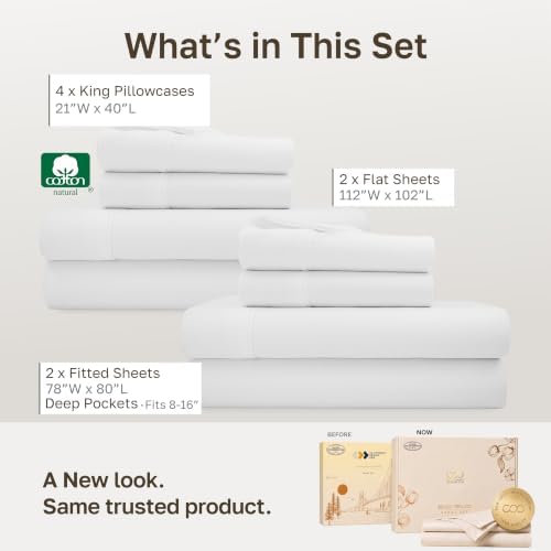 California Design Den 2-Pack Soft 100% Cotton Sateen King Sheets Set - Image 3