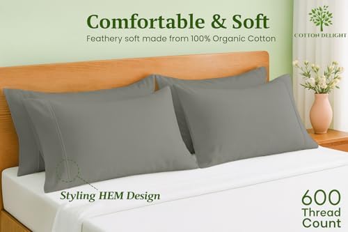 Cotton Delight 100% Organic Cotton Queen Pillowcases Set of 2 – 600 Thread - Image 2