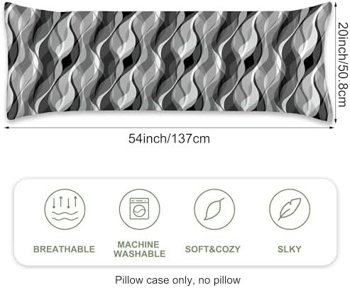 Satin Body Pillowcase Grey Black Stripes Imitation Silk Pillow Cover - Image 2
