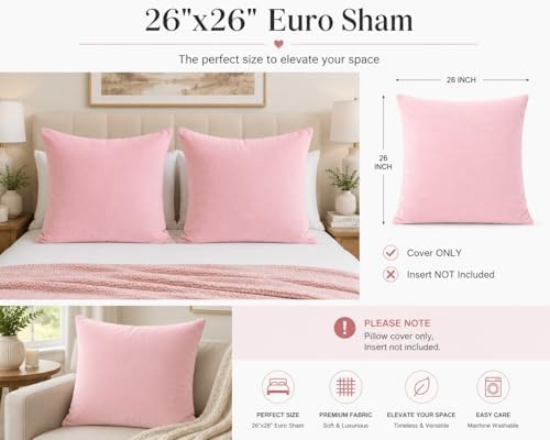 EVOLIVE Micromink Euro Sham Cover 26"x26", Hidden Zipper, 1 Pack - Image 2