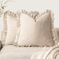 Foindtower Set of 2 Decorative Soild Fringe Ruffle Throw Pillow Covers Soft by Foindtower