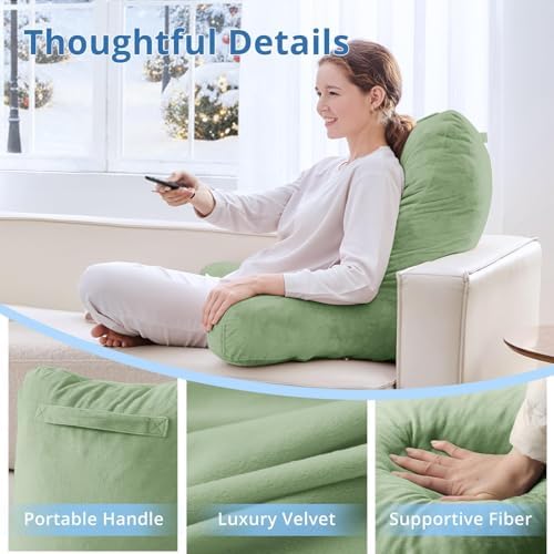 Sasttie Reading Pillow for Bed, Back Pillow for Sitting Up, Sage Green - Image 4