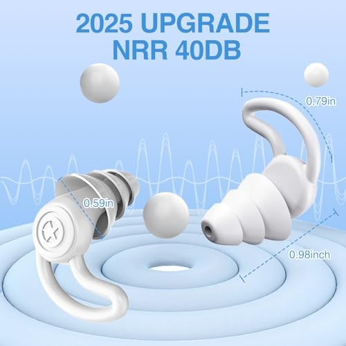 Silicone Earplugs for Sleeping and Noise Reduction, 40dB Protection Reusable - Image 2
