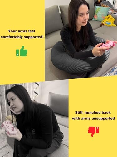 Crochet Pillow for Lap Support Lap Pillow for Gaming Grey - Image 4