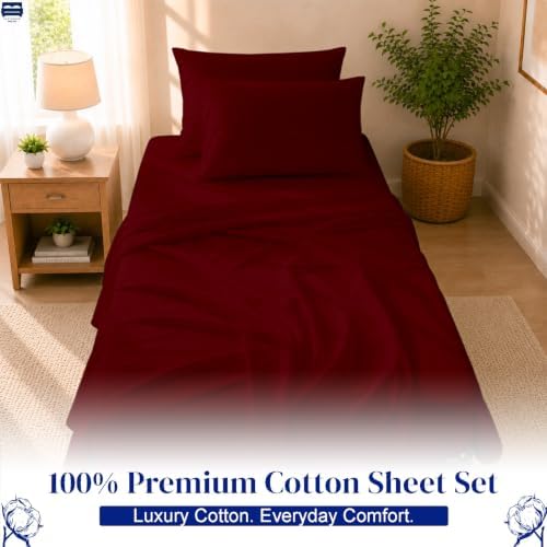 Cottingon 4 PC Cot Sheet Set 25"X75", Egyptian Cotton - Image 2