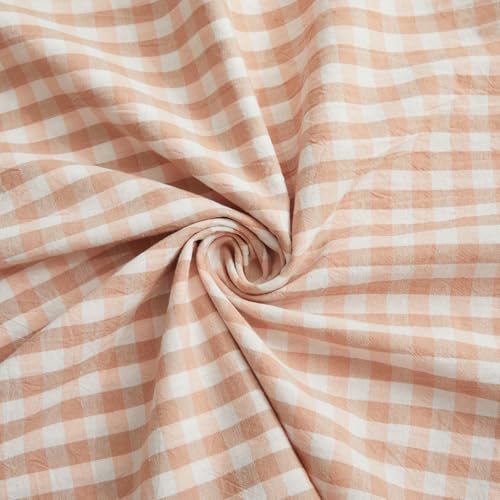 KKJIAF 2 Pcs Ruffle Gingham Pillow Covers 20" x 20", Light Pink Plaid - Image 7
