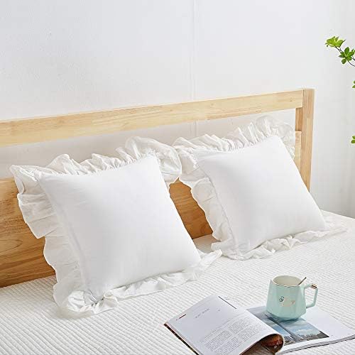 Mywinlle Off White Ruffle Decorative Throw Pillow Covers 20"x20" - Image 3