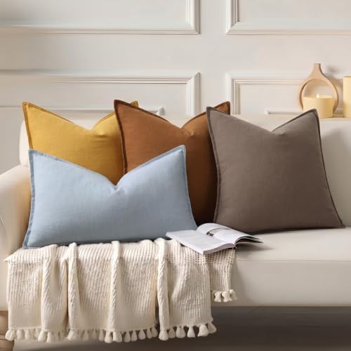 decorUhome Fall Brown Linen Throw Pillow Covers 16x16 Set of 2 - Image 7