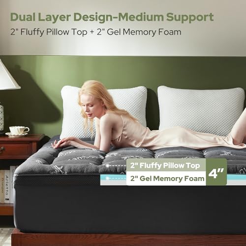 BEDLORE 4 Inch Dual Layer Memory Foam Mattress Topper Queen - Image 2