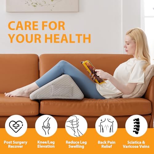 Ruqmuis Knee Pillow for Back Sleeping, 8” Knee Wedge Pillow to Elevate Knee - Image 4