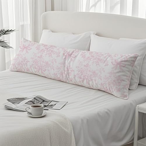 Chinoiserie Pink and White Floral 20x54 Body Pillow Cover, Chinoiserie Decor - Image 4