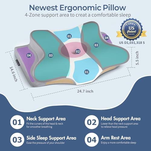 Cervical Pillow for Neck Pain Relief, Ergonomic Neck Pillow for Sleeping - Image 4