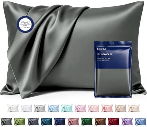 MR&HM Satin Pillowcase 2 Pack, Standard Size 20"x26", Dark Grey by MRHM