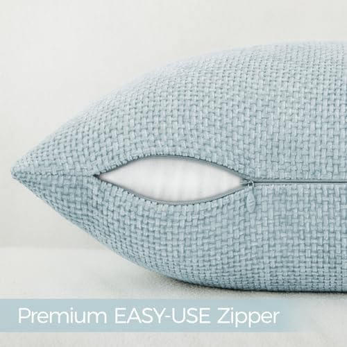 a moment Baby Blue Chenille Throw Pillow Covers 16x16 Inch Pack of 2 Modern - Image 4