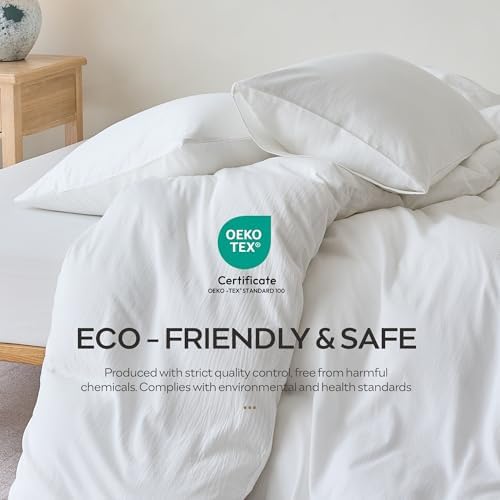 JELLYMONI Pillowcases Standard Set of 2 Cotton Envelope Pillow Covers Cream - Image 7