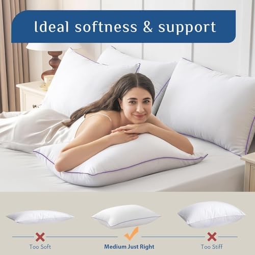 JOLLYVOGUE Pillows Standard Size Set of 6, Washable Supportive 6 Pack Bed - Image 5